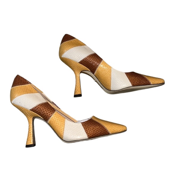 LN Sam Edelman Toni Snakeskin Embossed Colorblock Pumps Heels - 9 - Picture 9 of 16